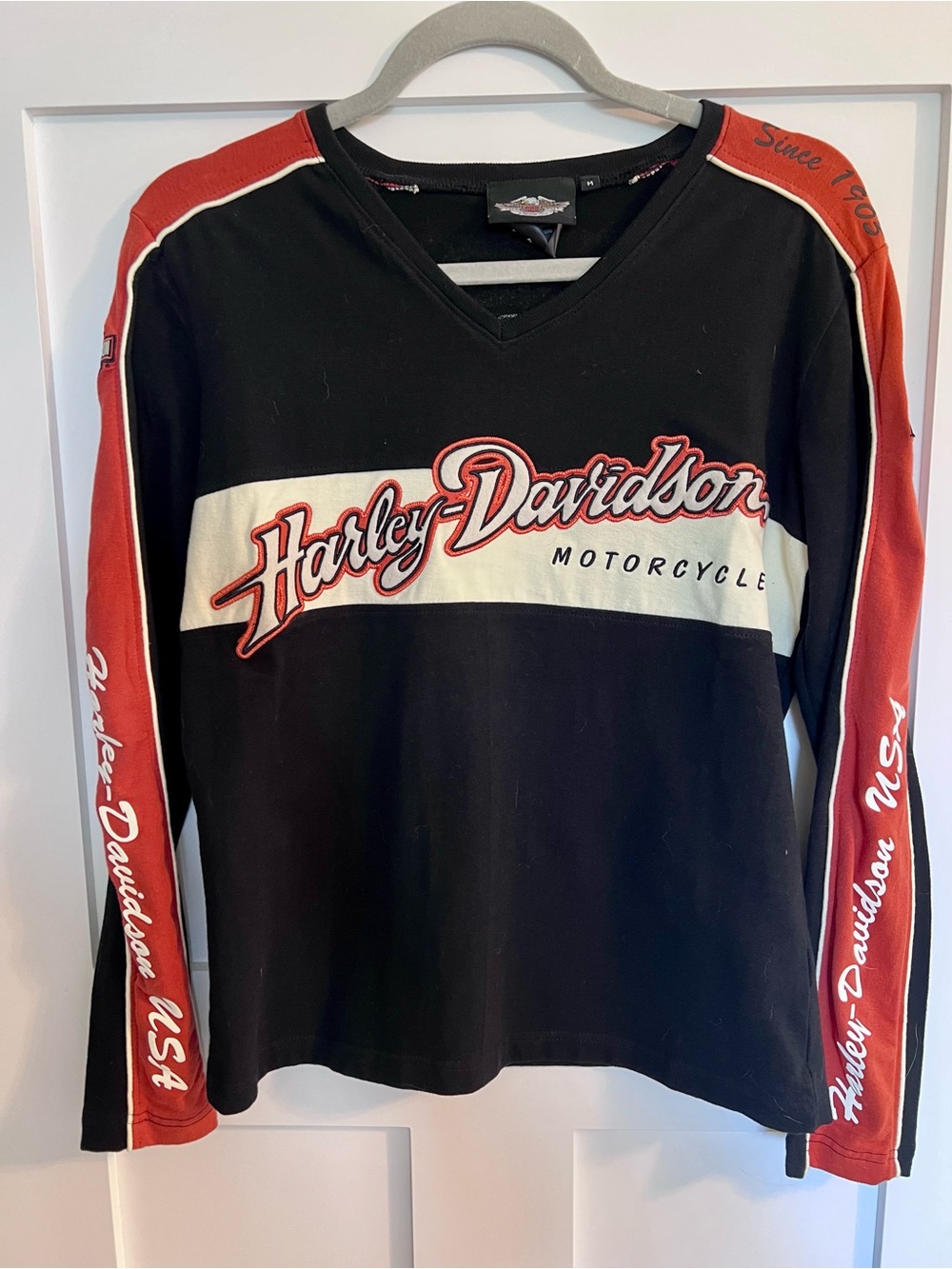 Harley-Davidson Black, White and Orange Long Sleeve Tee
